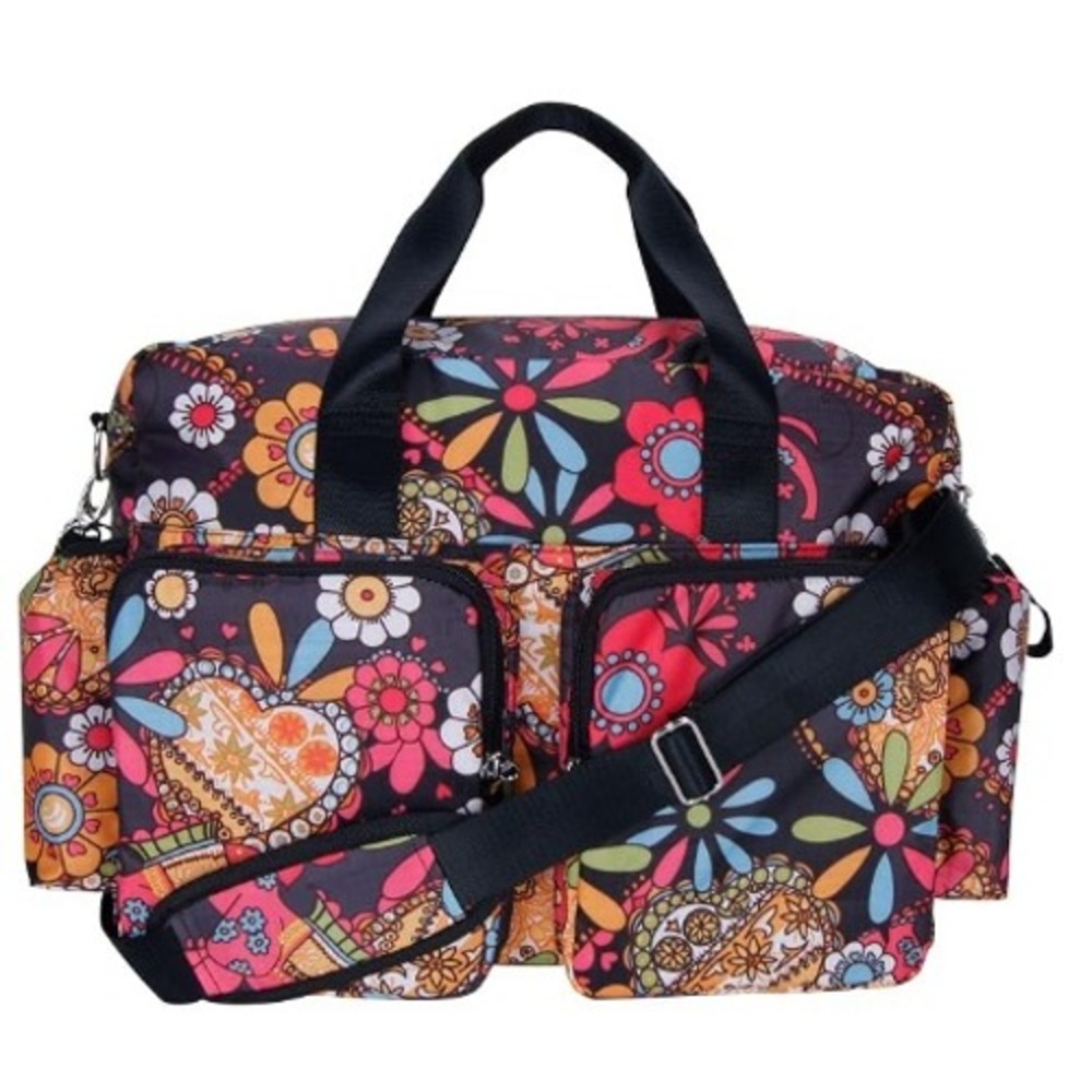 Trend Lab Duffle Diaper Bag Floral Elephant Boho OS Multicolor Deluxe Pocket